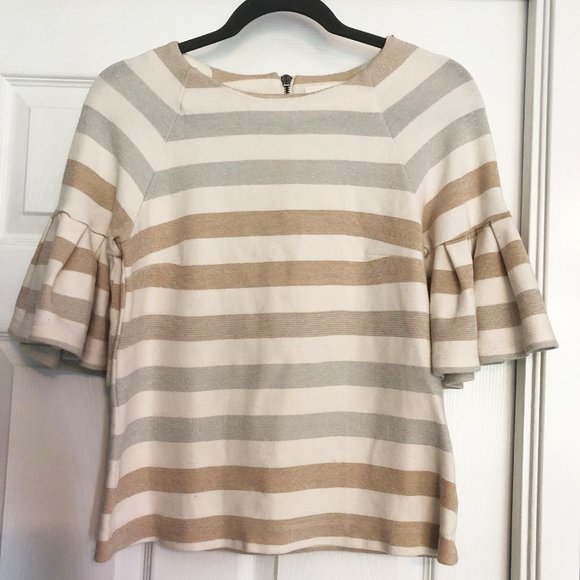 ANTHROPOLOGIE MAEVE | Sparkle Ruffle Sleeve Top | Size XS - Picture 4 of 10